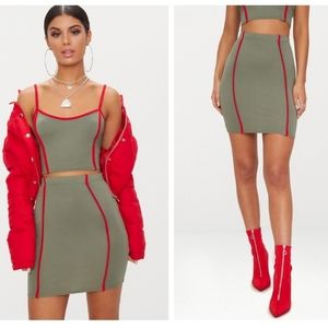 Prettylittlething Khaki Mini Skirt Size US 8